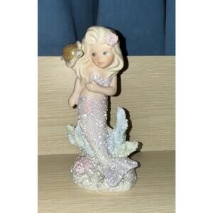 ENESCO CORAL KINGDOM MERMAID SABRINA & SEA TURTLE FIGURINE OCEAN BEACH,993,VTG